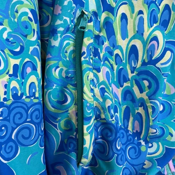 Lilly Pulitzer Jacket Womens M Blue Lagoon Lilly's Full Zip Weekender Hooded - Picture 6 of 14